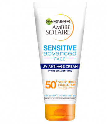 Crema protectie solara Garnier Ambre Solaire Sensitive Advanced UV Anti-Age, SPF 50+, 100ml